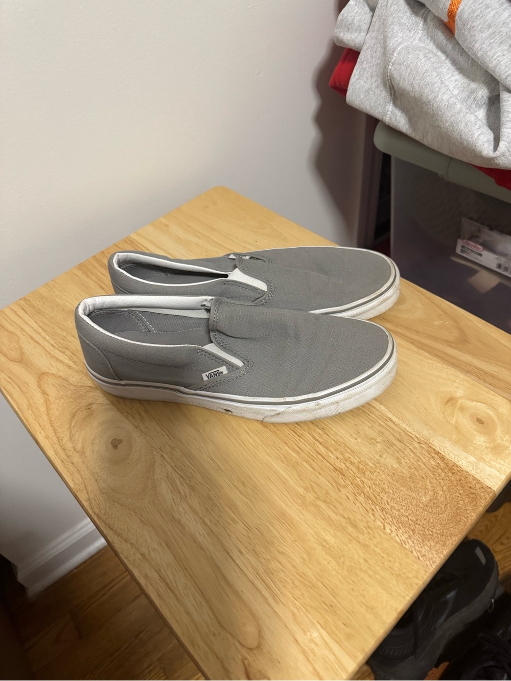 Vans Slip-On Canvas Loafers - Gray with White Trim